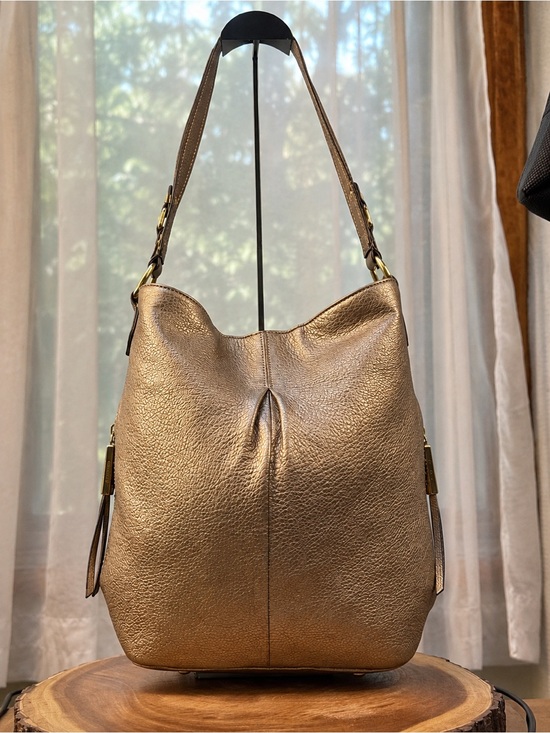 b. makowsky Handbags - b. makowsky Metallic Gold Pebbled Leather Hobo Shoulder Bag EUC